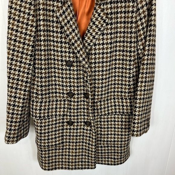 Vintage Wool Houndstooth Double Breasted Blazer Sz M - Picture 8 of 13